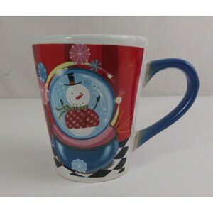 Lindy Bowman Company Christmas Snowman Snowglobe 4.5" Coffee Cup